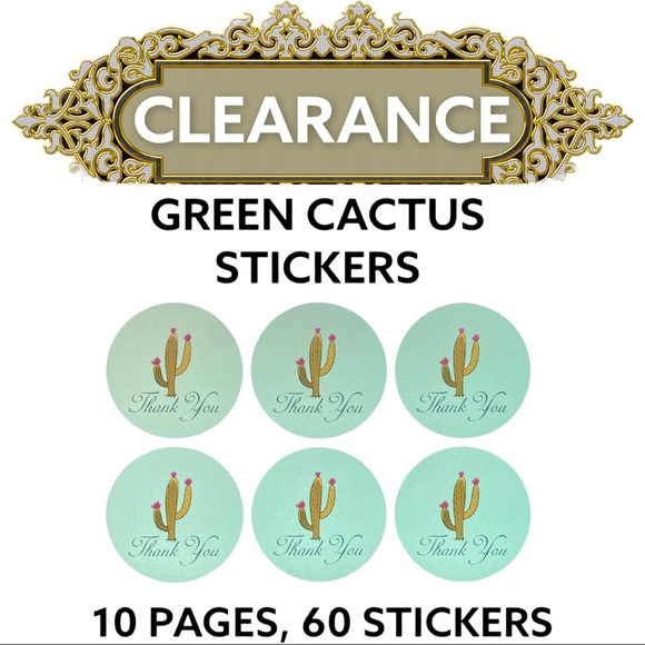 Other - 60 2.5” Cactus Green Stickers CLEARANCE